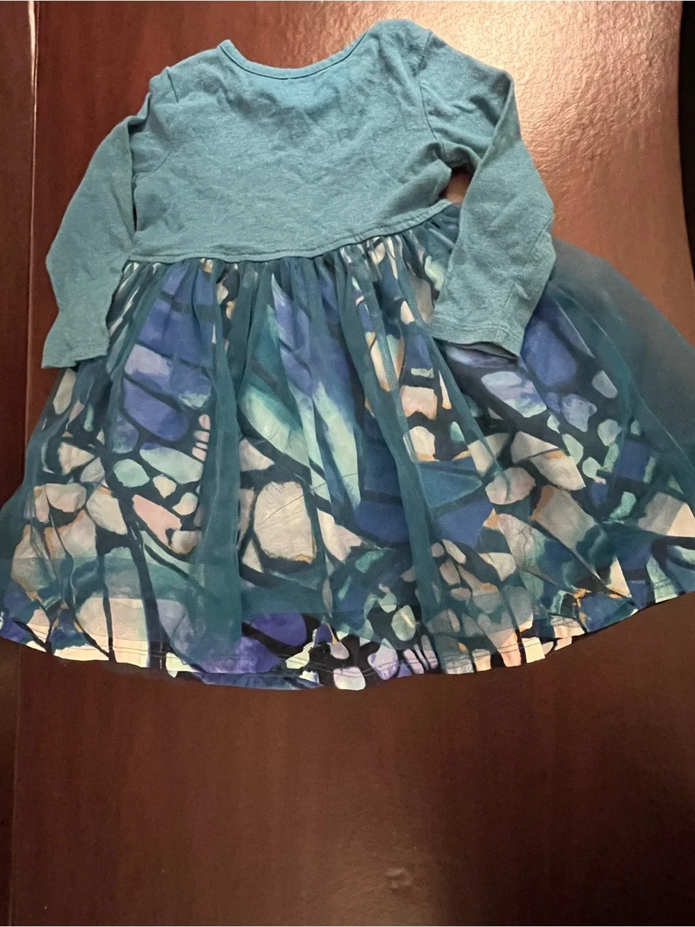 Gymboree Teal and Blue Long-Sleeve Tulle Dress